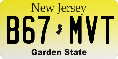 NJ license plate B67MVT