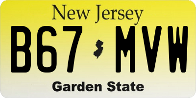 NJ license plate B67MVW