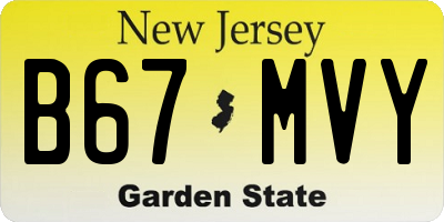 NJ license plate B67MVY