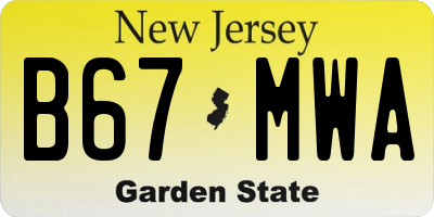 NJ license plate B67MWA