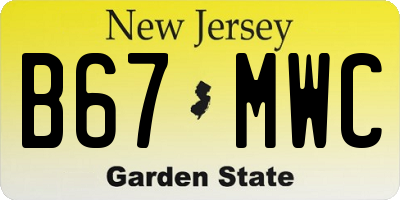 NJ license plate B67MWC
