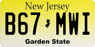 NJ license plate B67MWI