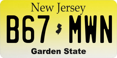 NJ license plate B67MWN