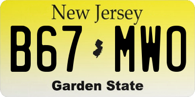 NJ license plate B67MWO