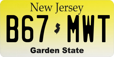 NJ license plate B67MWT