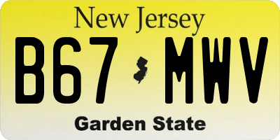 NJ license plate B67MWV