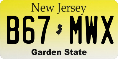 NJ license plate B67MWX