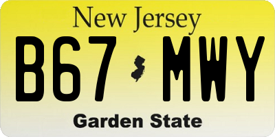 NJ license plate B67MWY