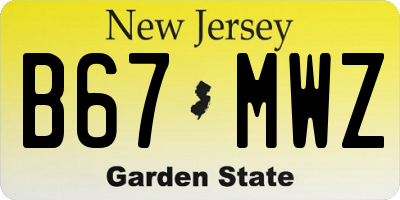 NJ license plate B67MWZ