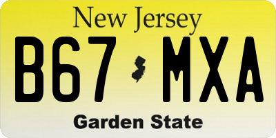 NJ license plate B67MXA
