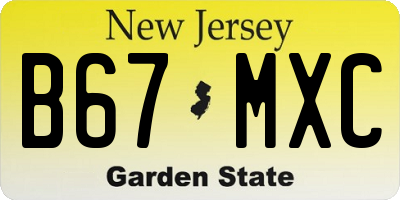 NJ license plate B67MXC