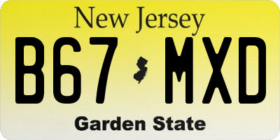NJ license plate B67MXD