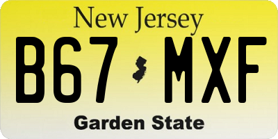 NJ license plate B67MXF