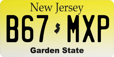 NJ license plate B67MXP