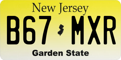 NJ license plate B67MXR