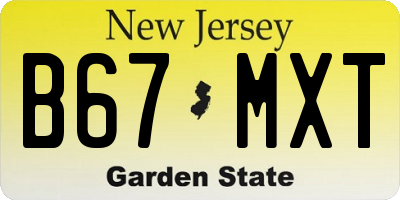 NJ license plate B67MXT