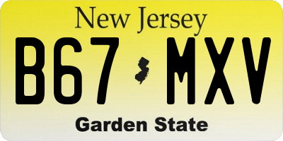 NJ license plate B67MXV
