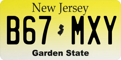 NJ license plate B67MXY