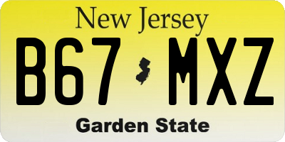 NJ license plate B67MXZ