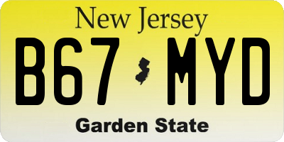 NJ license plate B67MYD