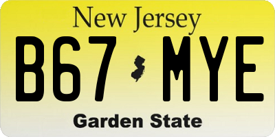 NJ license plate B67MYE