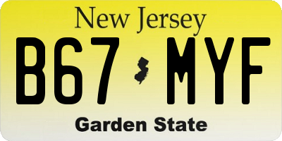NJ license plate B67MYF