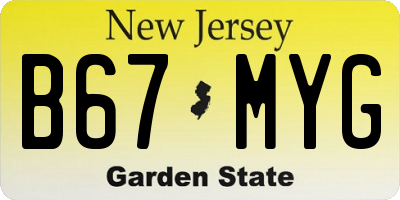 NJ license plate B67MYG