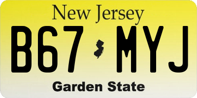 NJ license plate B67MYJ