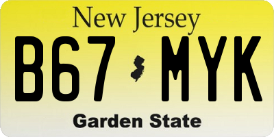 NJ license plate B67MYK