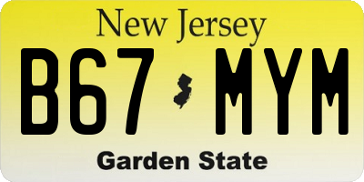 NJ license plate B67MYM
