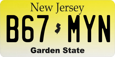 NJ license plate B67MYN