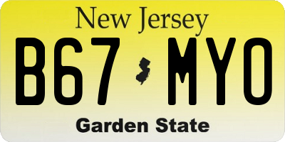 NJ license plate B67MYO