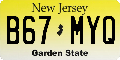 NJ license plate B67MYQ