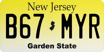 NJ license plate B67MYR