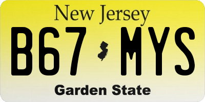 NJ license plate B67MYS