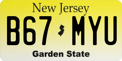 NJ license plate B67MYU