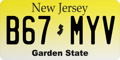 NJ license plate B67MYV