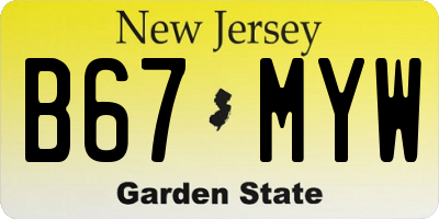 NJ license plate B67MYW