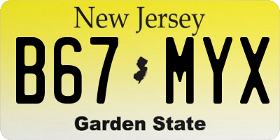 NJ license plate B67MYX