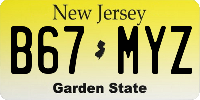 NJ license plate B67MYZ