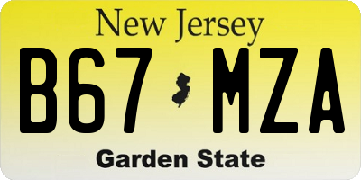 NJ license plate B67MZA