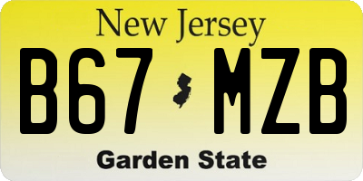NJ license plate B67MZB