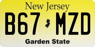 NJ license plate B67MZD