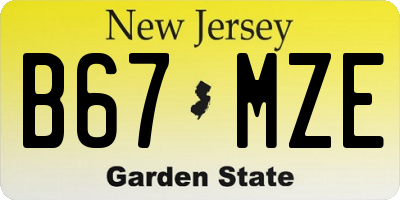 NJ license plate B67MZE