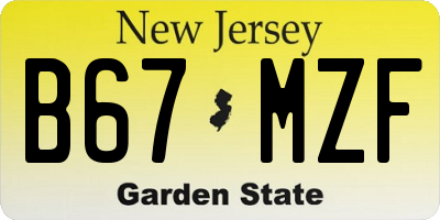 NJ license plate B67MZF