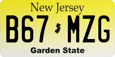 NJ license plate B67MZG