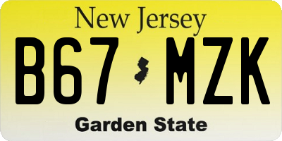 NJ license plate B67MZK