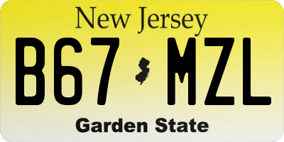 NJ license plate B67MZL