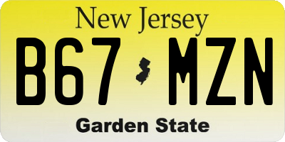 NJ license plate B67MZN