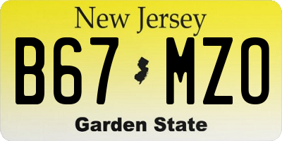 NJ license plate B67MZO